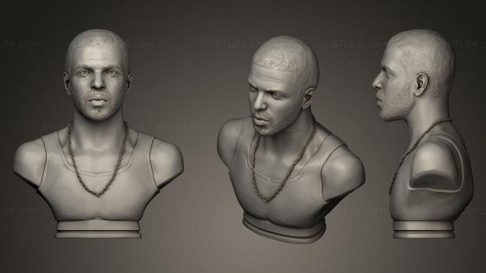 Бюсты и барельефы известных личностей (Скульптура Дрейка, BUSTC_0155) 3D модель для ЧПУ станка